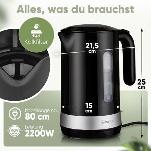 Produktbild für Wasserkocher Clatronic WK 3840, schwarz