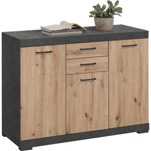Sideboard FMD-Möbel Bristol 3 XL, aus Holz, eiche / anthrazit