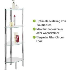 Produktbild für Badregal Wenko Yago 15852100, aus Glas / Edelstahl, verchromt