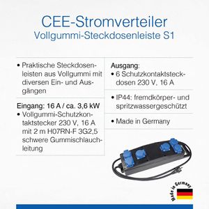 Produktbild für Steckdosenleiste as-Schwabe 60556 S1, mit 2m Kabel