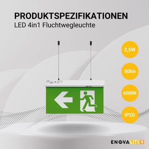 Produktbild für Notbeleuchtung Enovalite 200102 Fluchtwegleuchte, LED mit Akku