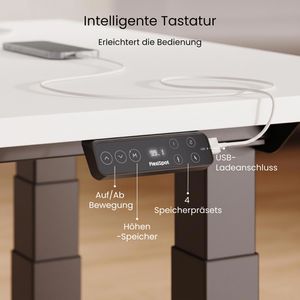 Produktbild für Schreibtisch FlexiSpot E7B Plus, weiß / schwarz
