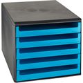 Schubladenbox Böttcher-AG A4, Kunststoff 5 Fächer, halboffen, ocean-blue / anthrazit