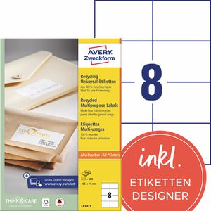 Produktbild für Universaletiketten Zweckform LR3427 Recycling weiß