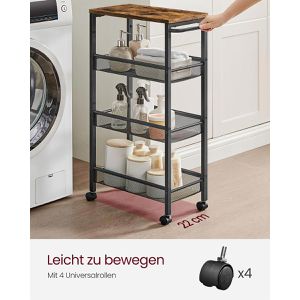 Produktbild für Nischenregal Vasagle LRC033B01 schwarz mit Rollen