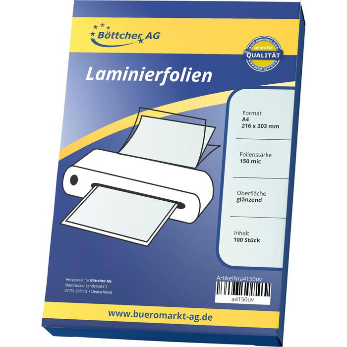 Laminierfolien A4 150mic - 500 Stück Großpackung Für Büro & Schule