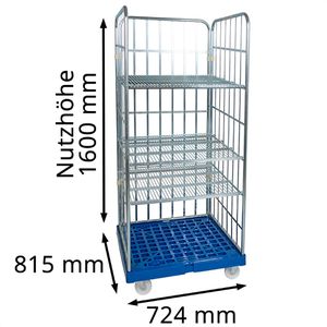 Produktbild für Rollbehälter HMH mit 3 geneigten Böden, Nutzhöhe 1600mm