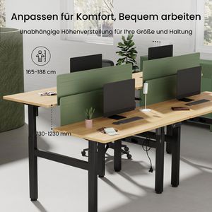 Produktbild für Schreibtisch FlexiSpot EH1B, Doppelarbeitsplatz, ahorn/schwarz