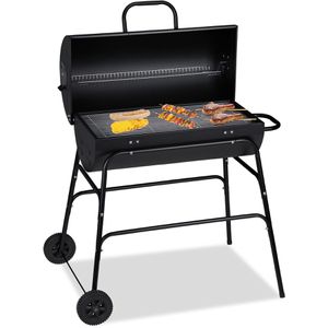 Produktbild für Holzkohlegrill Relaxdays 10030690, Grillwagen mit Rädern