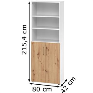 Produktbild für Kombischrank Hammerbacher Serie 9 Advanced, asteiche / weiß