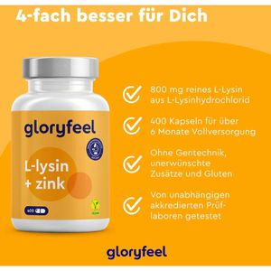 Produktbild für Aminosäuren gloryfeel L-Lysin, 400 Kapseln