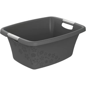 Wäschekorb Rotho Flowers, anthrazit, mit Griffen