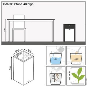 Produktbild für Übertopf Lechuza CANTO Stone 40 high, quarzweiß, 40x76x40 cm