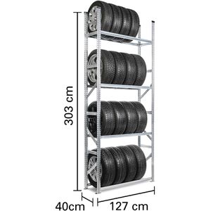 Produktbild für Reifenregal GEWE 3300412RRG4, silber, für 16 Reifen