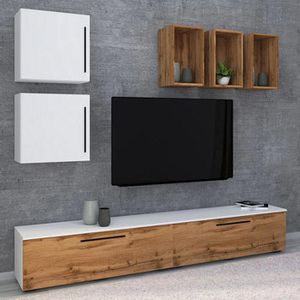 Produktbild für Lowboard VCM Arila M, aus Holz, weiß / honig eiche