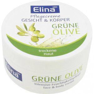 Elina-med Hautcreme Pflegecreme Grüne Olive, Feuchtigkeitspflege, Gesicht und Körper, 150ml