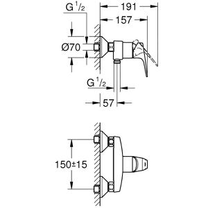 Produktbild für Duscharmatur GROHE BauFlow Brausearmatur, 23755000, verchromt