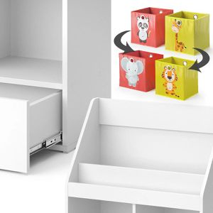 Produktbild für Bücherregal Vicco Luigi, weiß, mit 2 Faltboxen