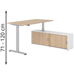 Produktbild für Schreibtisch Hammerbacher XMST 29252, eiche, mit Sideboard