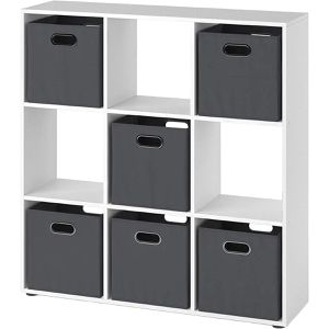 Bücherregal Vicco Nove, weiß, mit 6 Faltboxen