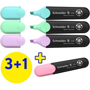 Textmarker Schneider Job Pastell, 4 Stück