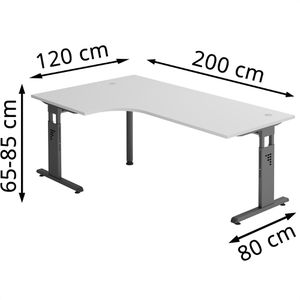 Produktbild für Schreibtisch Hammerbacher O-Serie, lichtgrau / graphit