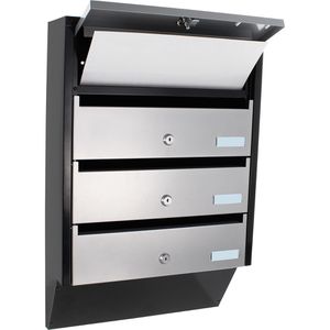 Produktbild für Briefkasten Rottner T06209 Depot 4 silber/schwarz, aus Stahl
