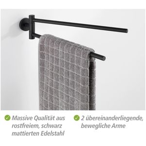 Produktbild für Handtuchhalter Wenko Bosio Black 24238100, schwarz
