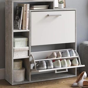 Produktbild für Schuhschrank Vicco Orlando, beton grau / weiß