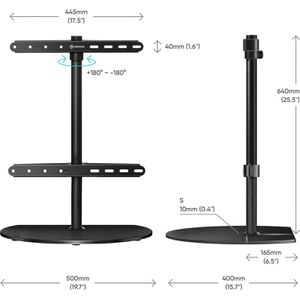 Produktbild für TV-Ständer Onkron PT2-B, schwarz, Metall &amp; Glas