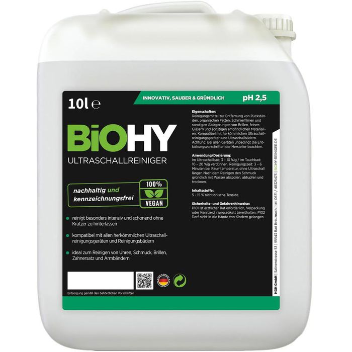 BiOHY Ultraschallreiniger 100% vegan, Konzentrat, Bio, nachhaltig, 1 Liter  – Böttcher AG