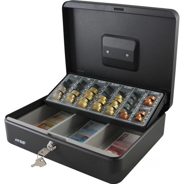 HMF 4215-06 geldcassette, afsluitbaar met telbord, 30,5 x 24 x 8,5 cm, groen