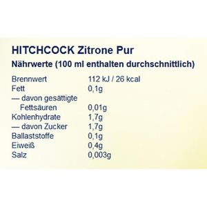 Produktbild für Zitronensaft Hitchcock Zitrone Pur Premium Direktsaft