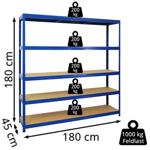 Produktbild für Weitspannregal PROREGAL Giant Elephant, 5 Holzböden