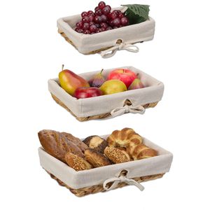Produktbild für Brotkorb Relaxdays 10046052, geflochten, aus Stroh / Stoff