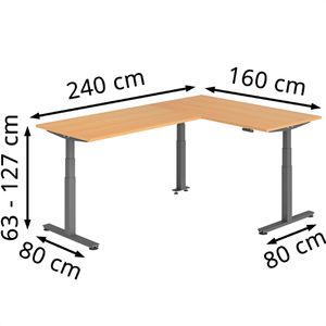 Produktbild für Schreibtisch Hammerbacher XDSMW, buche / graphit