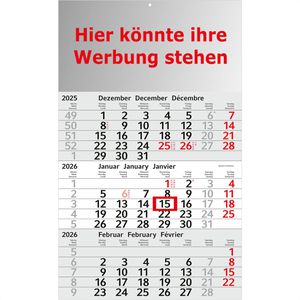 3-Monatskalender Böttcher-AG Jahr 2026, mit Werbedruck