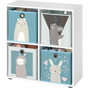 Bücherregal Vicco Tetra, weiß, mit 4 Faltboxen