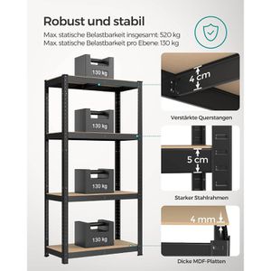Produktbild für Schwerlastregal Songmics 4 Holzböden