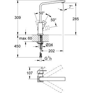Produktbild für Küchenarmatur GROHE Eurcocube 31255000, chrom