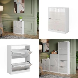 Produktbild für Schuhschrank Vicco Gizmo, weiß / weiß hochglanz