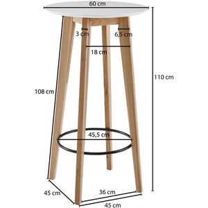 Produktbild für Bartisch Wohnling WL6.094, weiß / eiche
