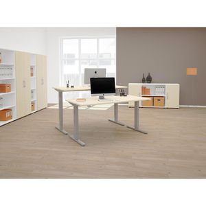 Geramöbel Schreibtisch Elektro Flex, weiß, elektrisch verstellbar, 216,6 x  113cm, 135° Winkel – Böttcher AG