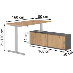 Produktbild für Schreibtisch Hammerbacher XMST 29368, asteiche, mit Sideboard