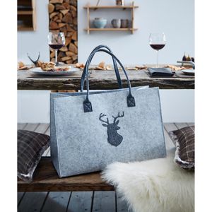 Produktbild für Einkaufstasche Frank-Flechtwaren Filztasche Hirsch, grau