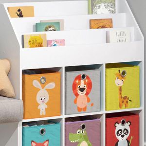 Produktbild für Bücherregal Vicco Luigi, weiß, mit 6 Faltboxen