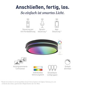 Produktbild für Deckenleuchte tint Kea ZigBee, schwarz, LED