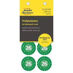 Produktbild für Prüfplaketten Zweckform 6945, mit Jahreszahl 2026
