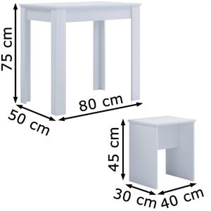 Produktbild für Esstisch VCM Esal L,914407, weiß, 3-teilig