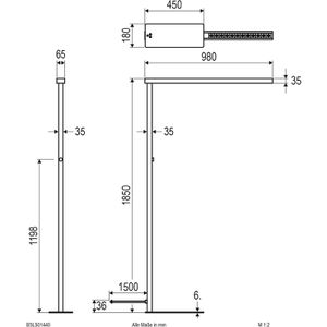 Produktbild für Stehlampe EVN OFFICIUM BSL501440 LED, silber, 185 cm